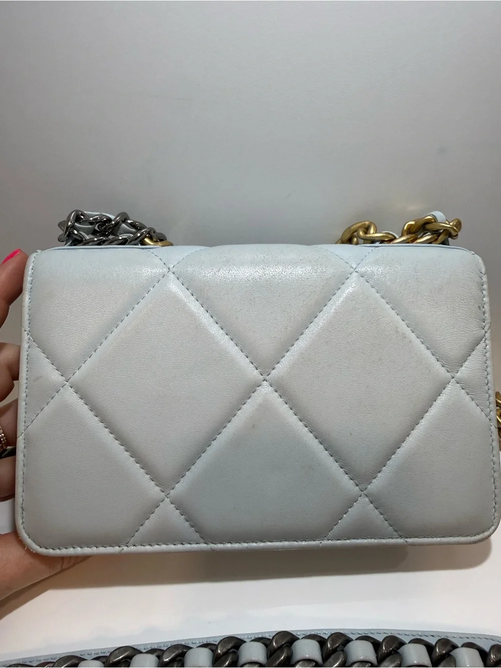 Chanel Light Blue Lambskin Wallet on Chain Crossbody Bag - Picture 3 of 13